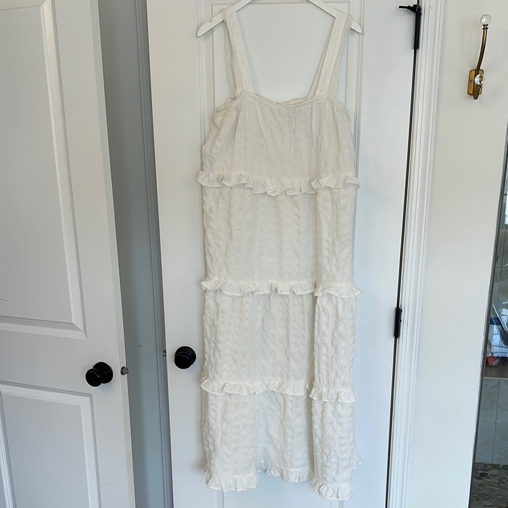White Ruffled Midi Dress